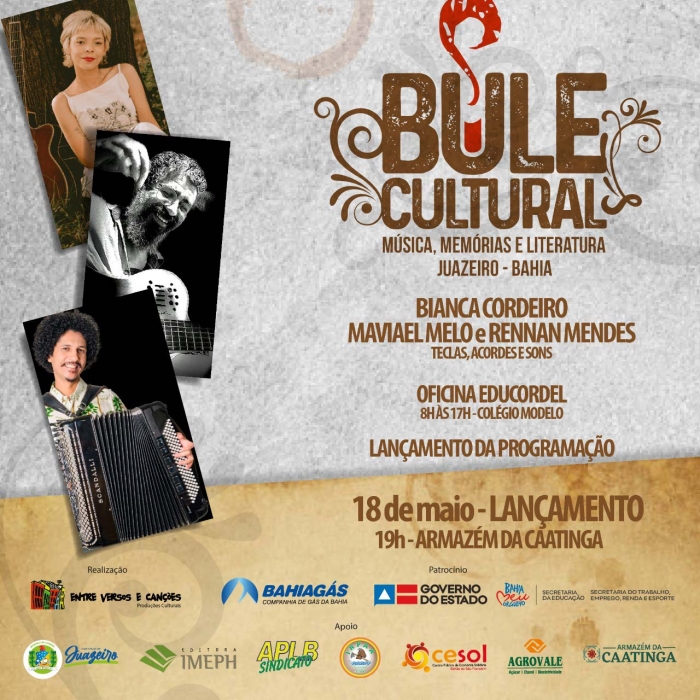 Bule Cultural começa dia 18 com oficina de cordel e show gratuitos