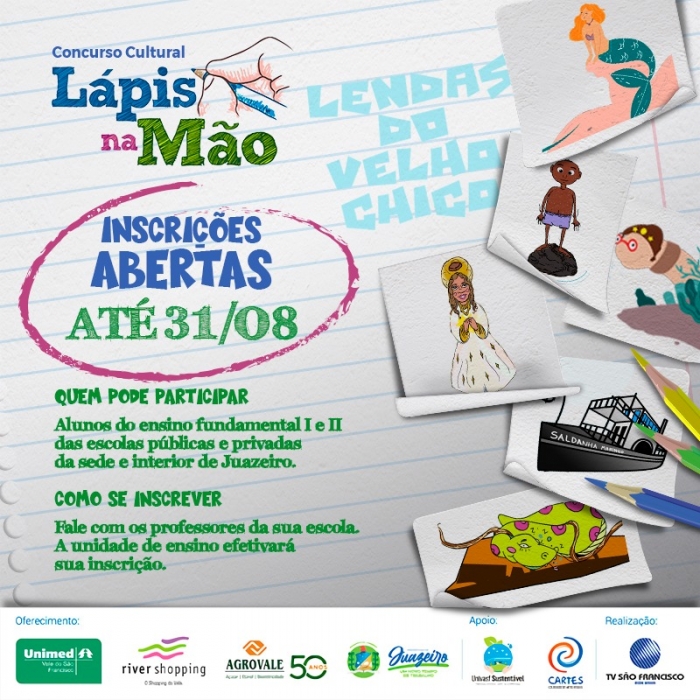 Inscrições abertas para a 9ª edição do Projeto ‘Lápis na Mão’, em Juazeiro