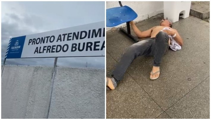 Homem se contorce de dor no chão após demora em atendimento em UPA de Salvador