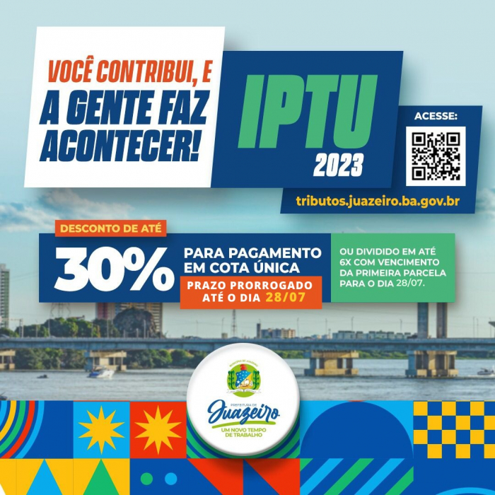 Prorrogado prazo para pagamento do IPTU com desconto de 30% em Juazeiro