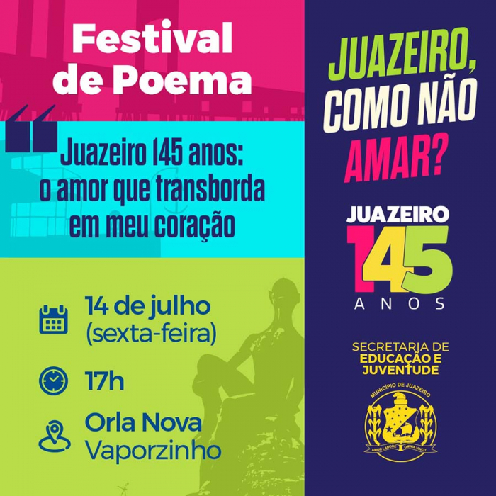 Juazeiro promove Festival de Poema em alusão ao aniversário da cidade