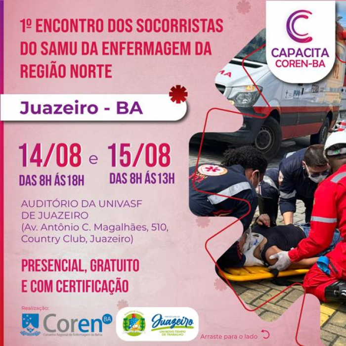 Prefeitura de Juazeiro e Coren-BA realizam encontro de socorristas do SAMU