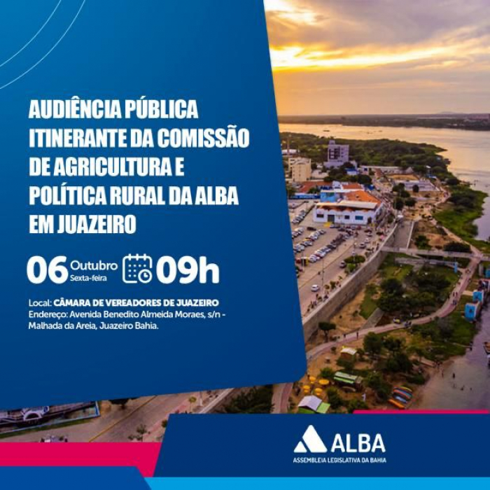 Juazeiro recebe Sessão Itinerante da Comissão de Agricultura da Alba nesta sexta (6), na Câmara de Vereadores