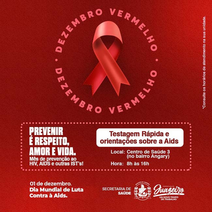 Dezembro Vermelho: Prefeitura de Juazeiro promove atividades de conscientização sobre HIV/Aids